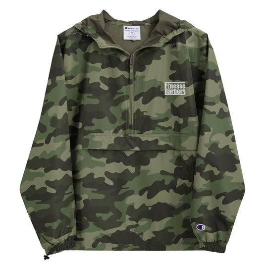 Finesse Barbers Camo Embroidered Champion Packable Jacket