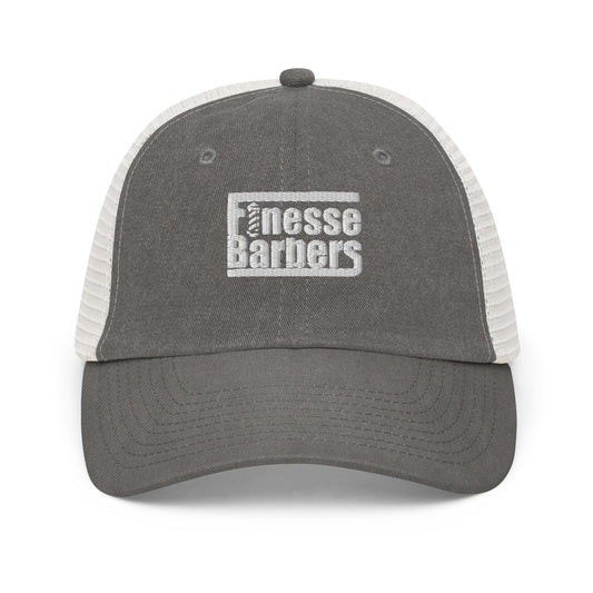 White Logo Finesse Barbers Pigment-dyed cap